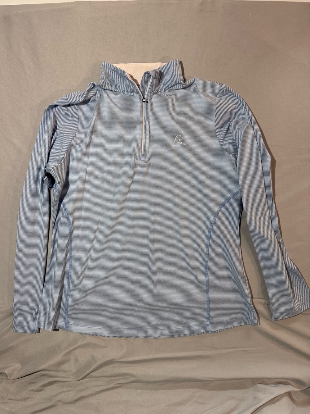Rhoback Quarter Zip Pullover Blue White Stripe Performance Size L Golf